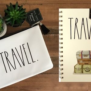 Rae Dunn TRAVEL Zip Pouch & Spiral Notebook Set